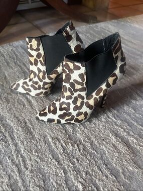 Steve Madden Leopard Print Pointed Ankle Booties - Brown/Black/Cream